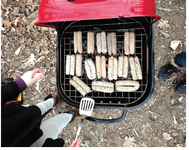 grilling hotdogs camping